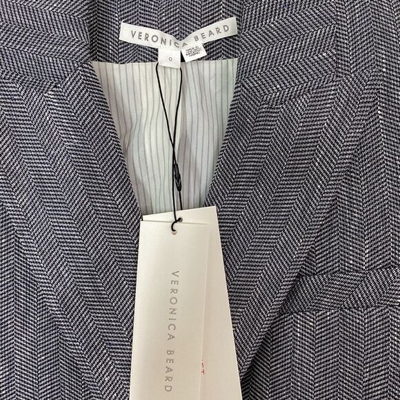 VERONICA BEARD Size 0 NWT Oria Dickey Jacket Blue White Herringbone Blazer - Picture 4 of 15